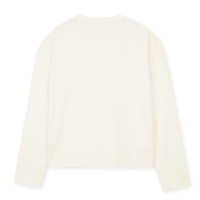 LONGZEBRA Vintage White Oversized Boxy LS Tee.