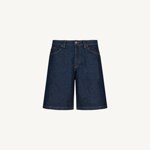 Raw Indigo Loose Fit Denim Shorts.
