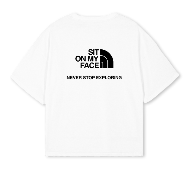 SITONMYFACETEE White Oversized Boxy Tee.