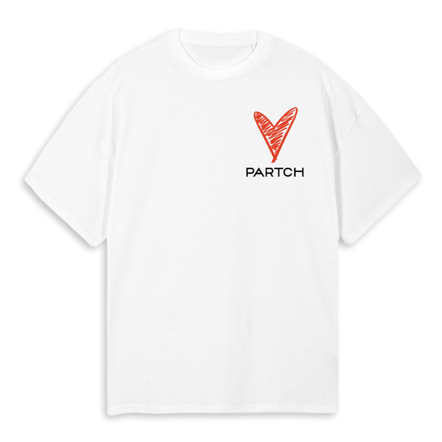 HEARTOVTWHT White Oversized Tee.