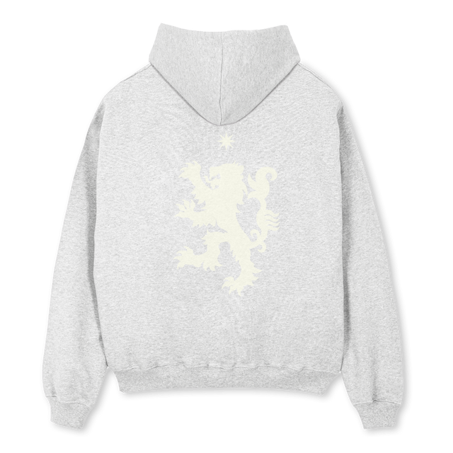 LIONSTARGRYWTE Light Grey Marl Oversized Zipped Hoodie.