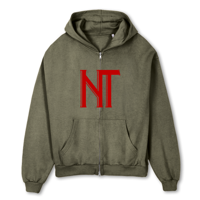 GILETNT Vintage Olive Oversized Zipped Hoodie.