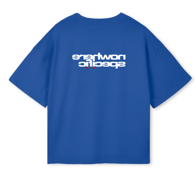 REVERSENWSTEE Cobalt Blue Oversized Boxy Tee.