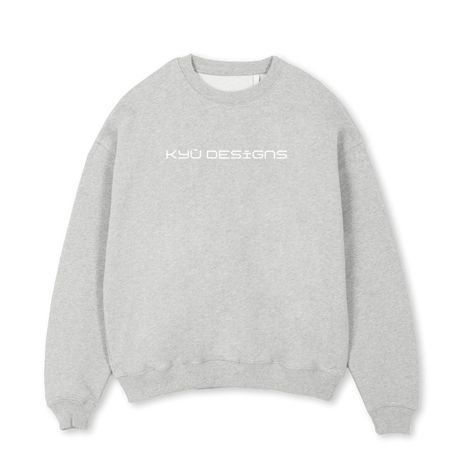 KYUCOMBINE Light Grey Marl Oversized Crewneck Sweater.