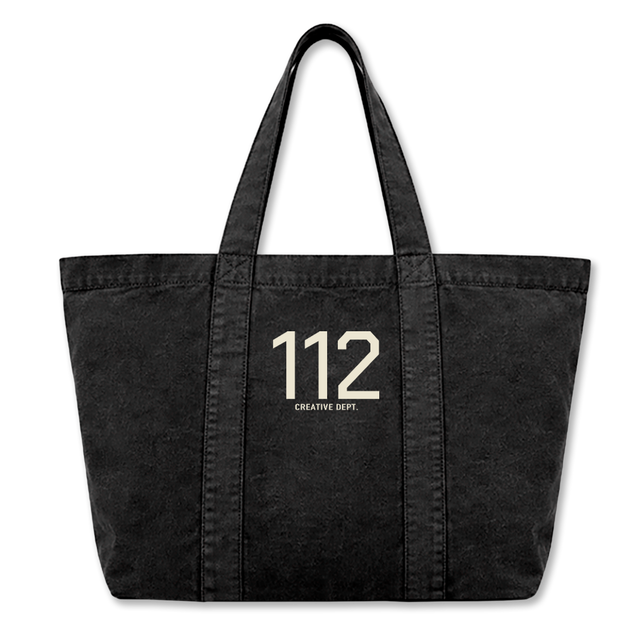 TOTE CRTIV Vintage Black Oversized Canvas Tote Bag.