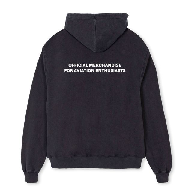 ZIPHOODVINTAGEHANGAR Vintage Black Oversized Zipped Hoodie.