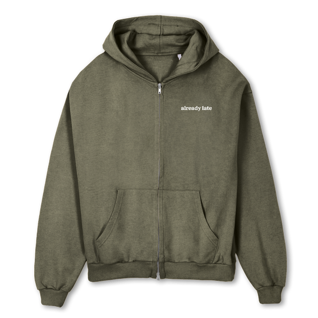 CREMALLERA Vintage Olive Oversized Zipped Hoodie.
