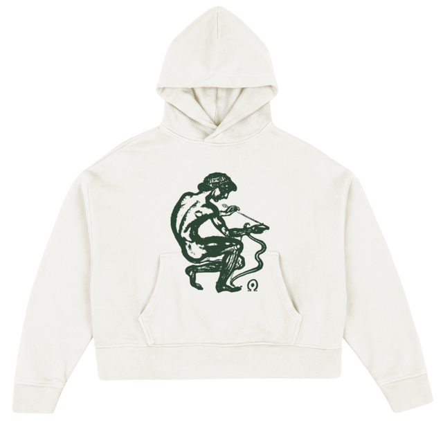 SHARPENERGREENHOOD Vintage White Oversized Boxy Hoodie.