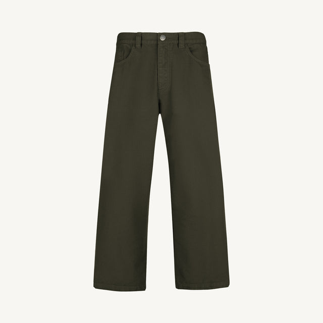 Olive Relaxed Straight Canvas Pants.