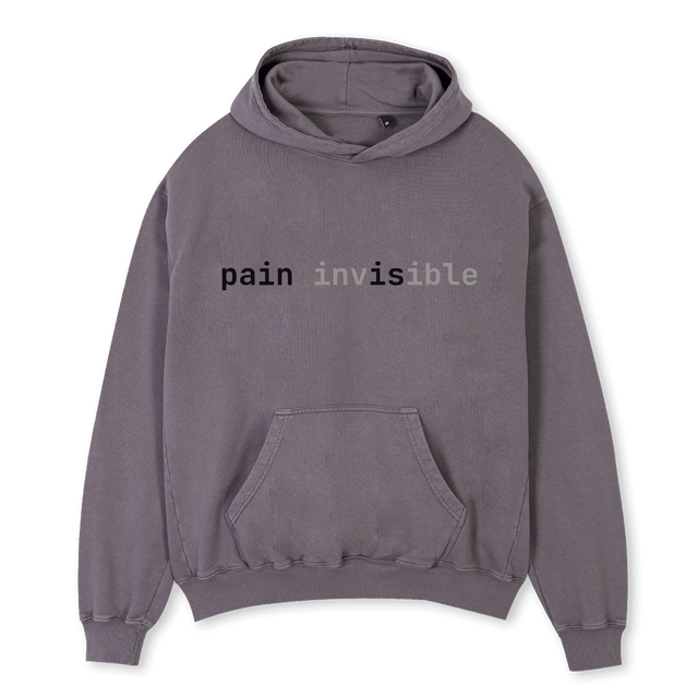 ID PAIN INVISIBLE HD Pigment Grey Oversized Hoodie.