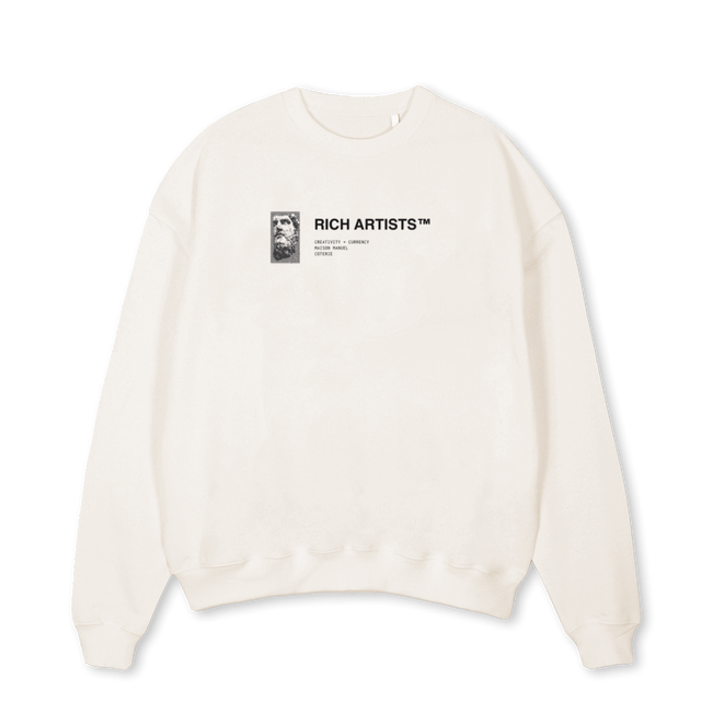 RICHARTISTSVW Vintage White Oversized Crewneck Sweater.