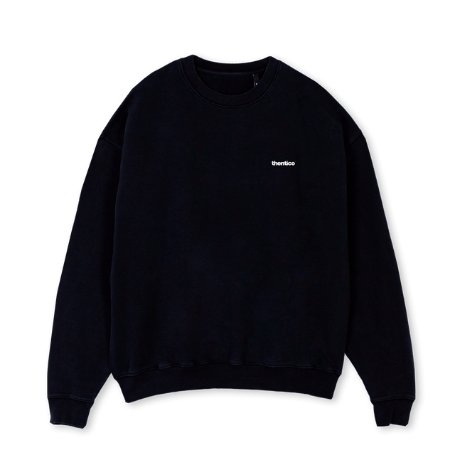 CREWNEC THENTI Black Oversized Crewneck Sweater.