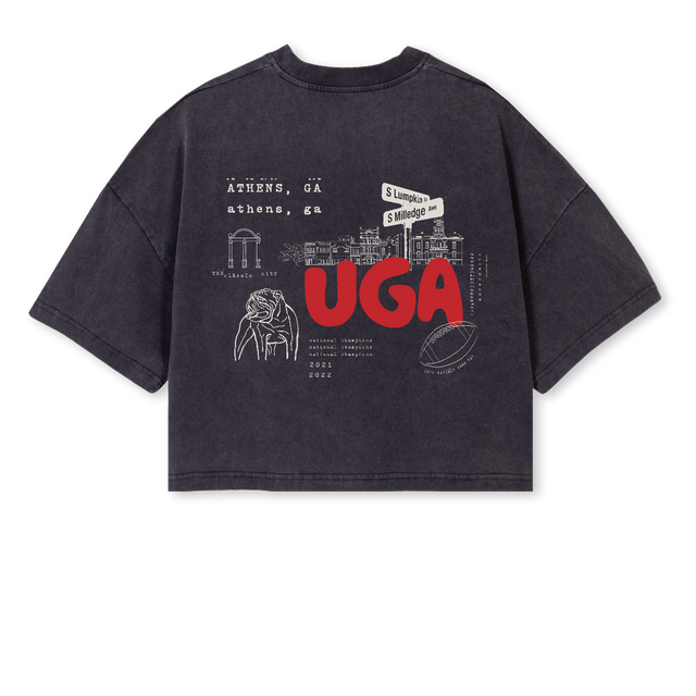 ATHENSGACROP Vintage Black Cropped Oversized Tee.