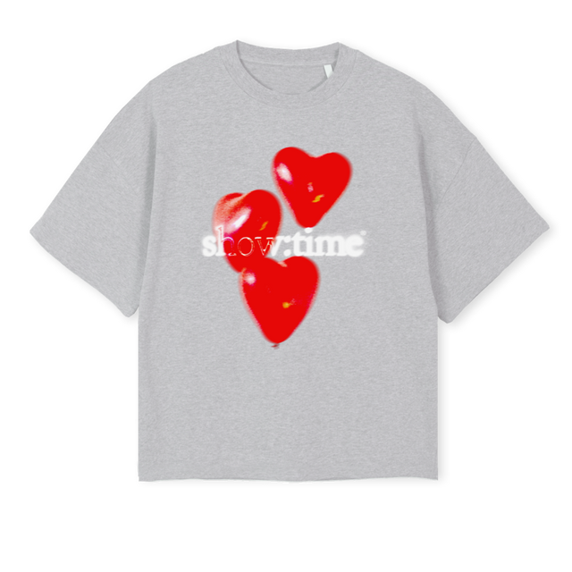 HEARTSBALLOON Light Grey Marl Oversized Boxy Tee.