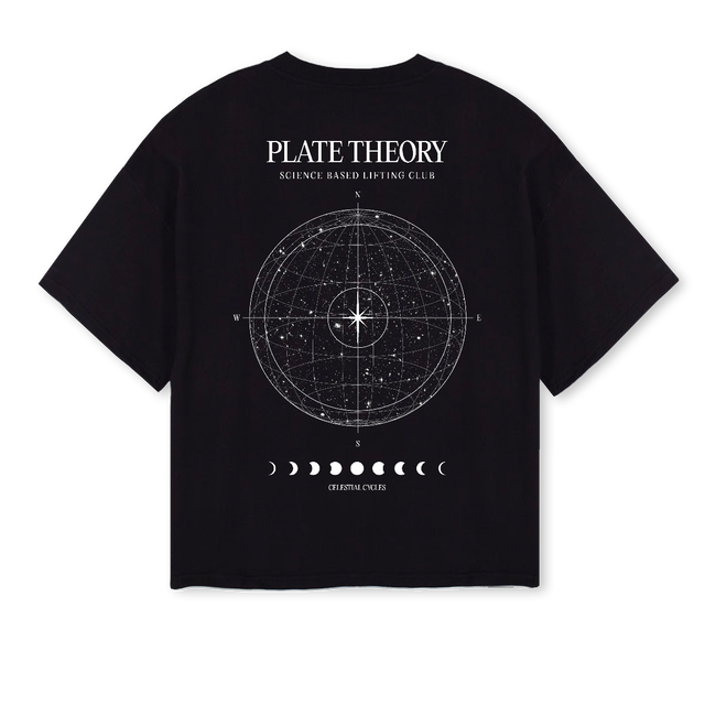CELESTIALCYCLES Black Oversized Boxy Tee.