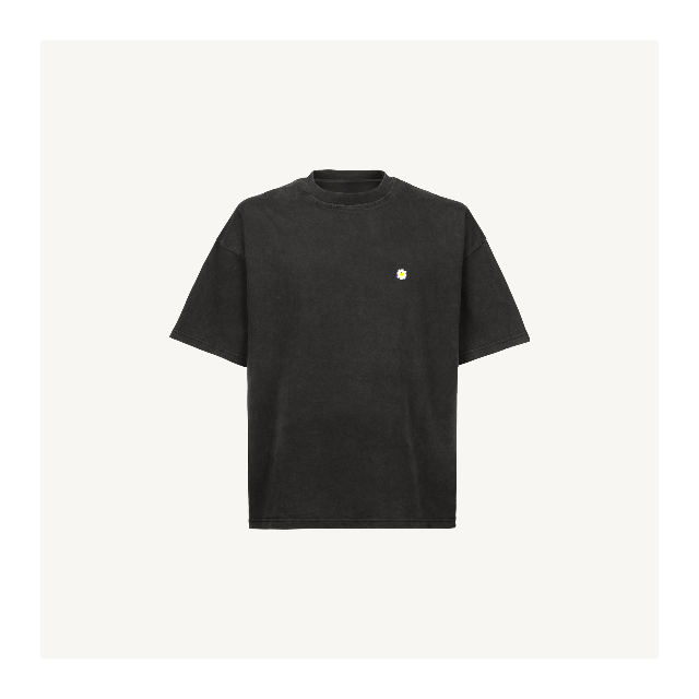 Flower Stick Vintage Black Oversized Boxy Tee.
