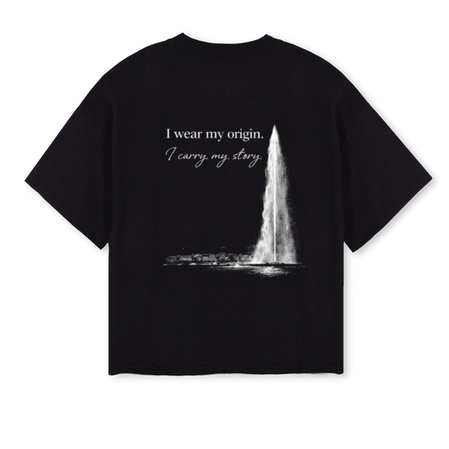 GENEVA Black Oversized Boxy Tee.