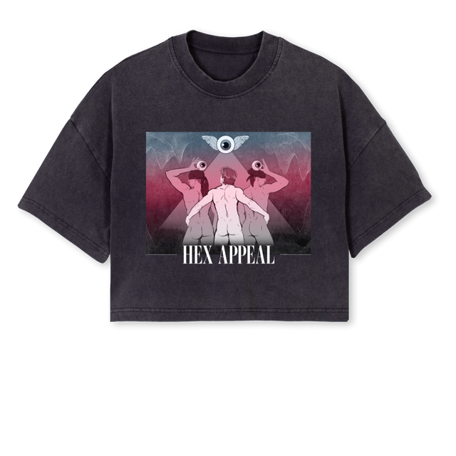 HEX FRIENDSBLACK Vintage Black Cropped Oversized Tee.