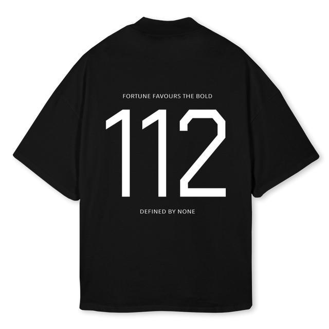 SPORT Black Oversized Mock Neck Tee.