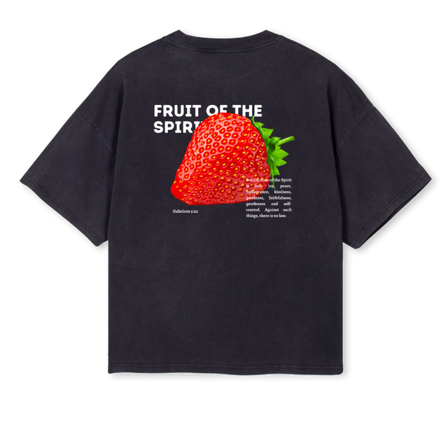 FOTSSTRAWBERRYWHITE Vintage Black Oversized Boxy Tee.