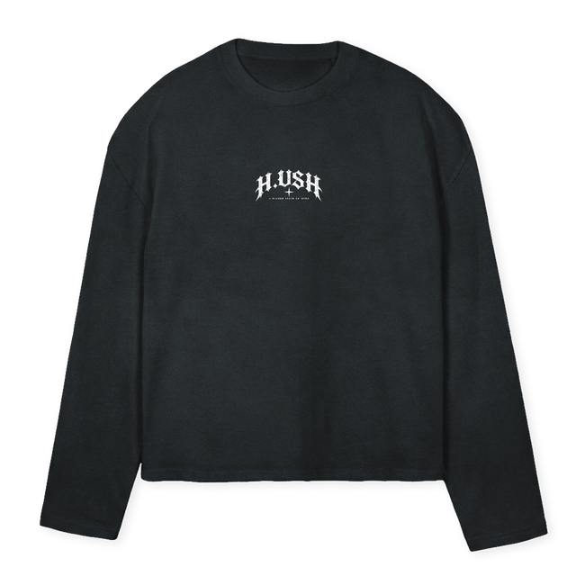 HUSH EDEN Vintage Black Oversized Boxy LS Tee.