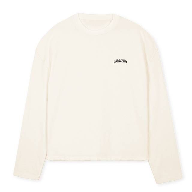 WWLSTEE Vintage White Oversized Boxy LS Tee.