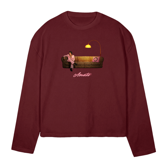 LONGLEO Burgundy Oversized Boxy LS Tee.