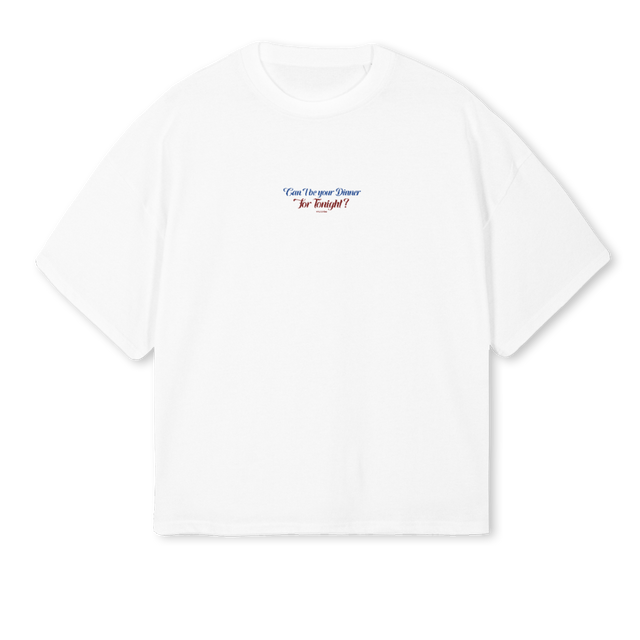 CANIBEYOURDINNER White Oversized Boxy Tee.