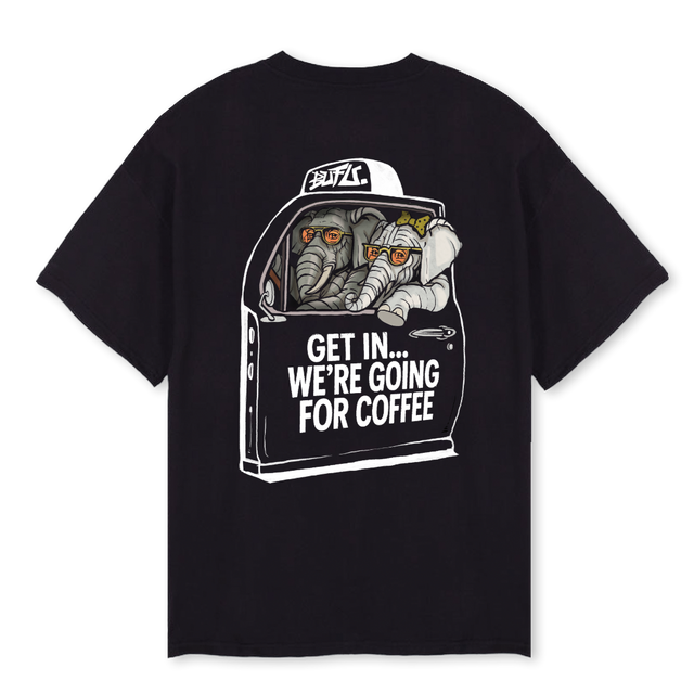 ELEPHANT TAXI Black Oversized Tee.