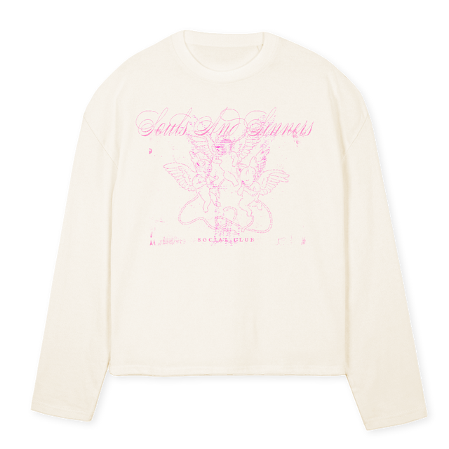SOCIALCLUBBXLSVWHITE Vintage White Oversized Boxy LS Tee.