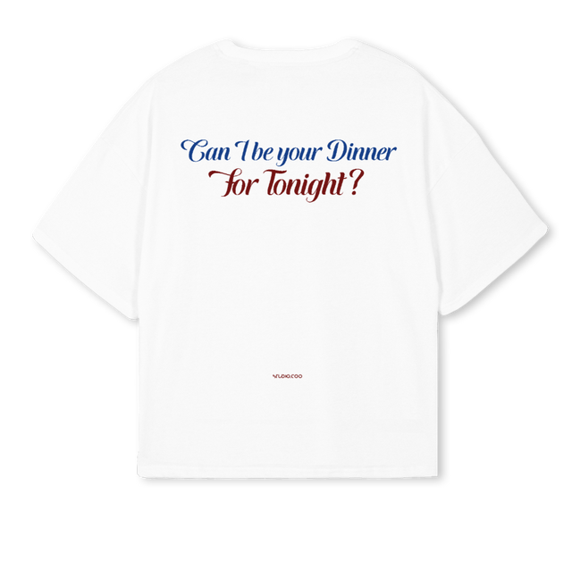 CANIBEYOURDINNER White Oversized Boxy Tee.