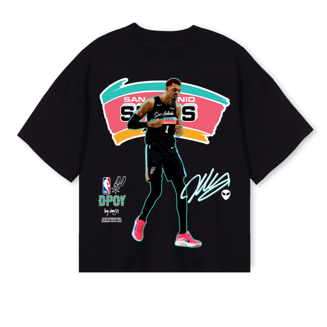 WEMBY Black Oversized Boxy Tee.