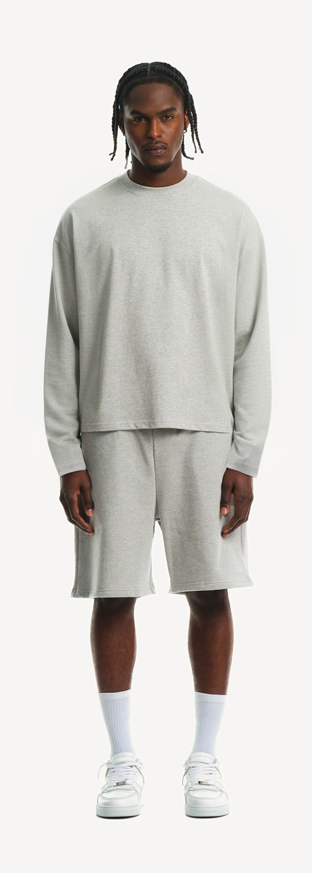 Light Grey Marl Oversized Boxy LS Tee.