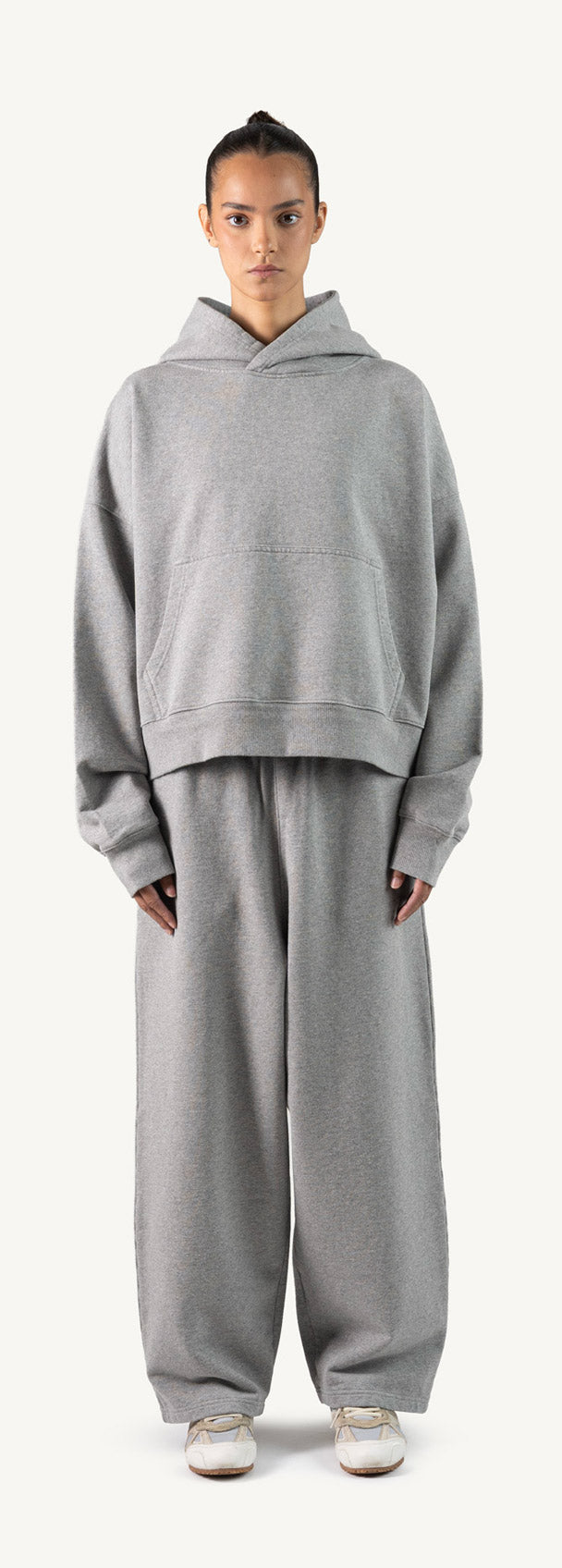 Grey Marl Straight-Leg Baggy Sweatpants.