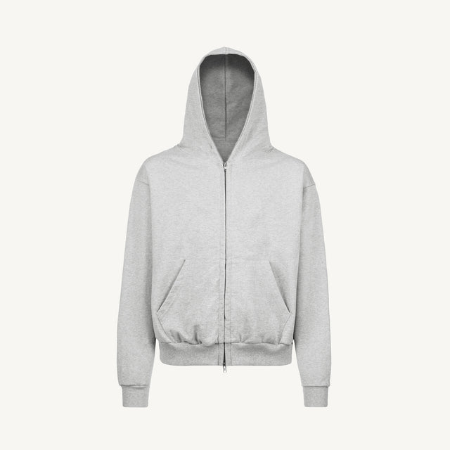 Light Grey Marl Oversized Zipped Hoodie.
