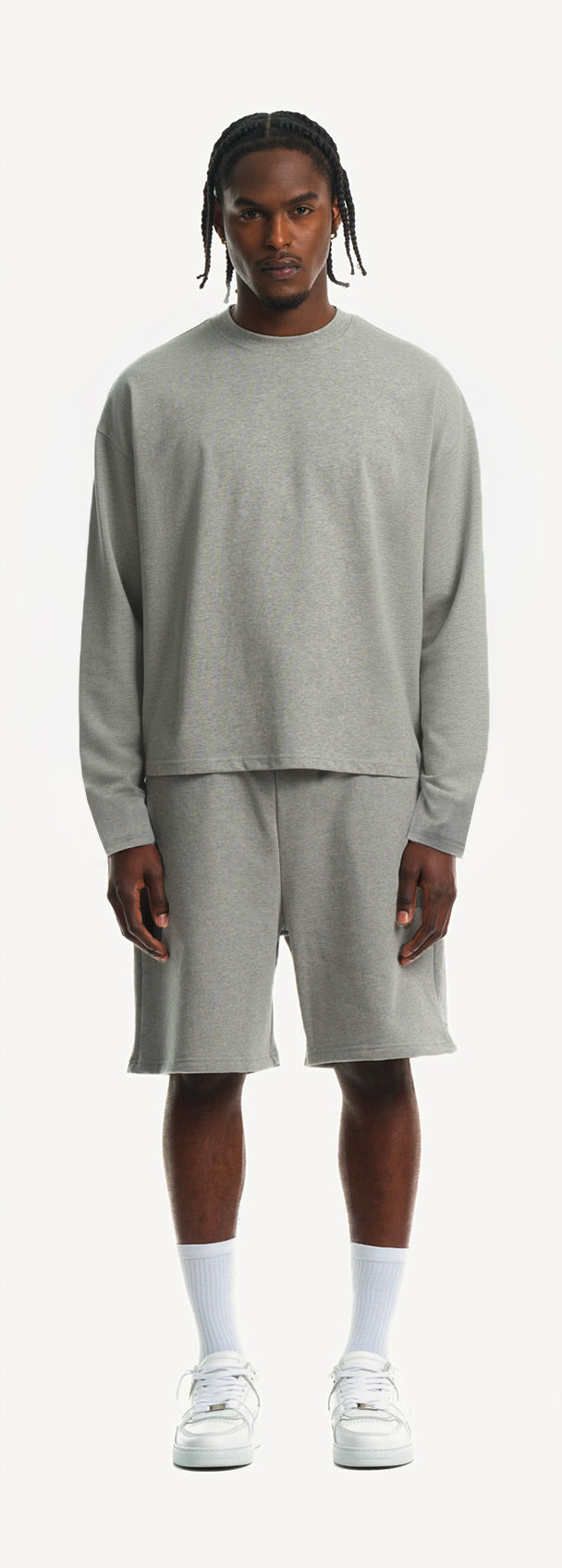 Grey Marl Oversized Boxy LS Tee.
