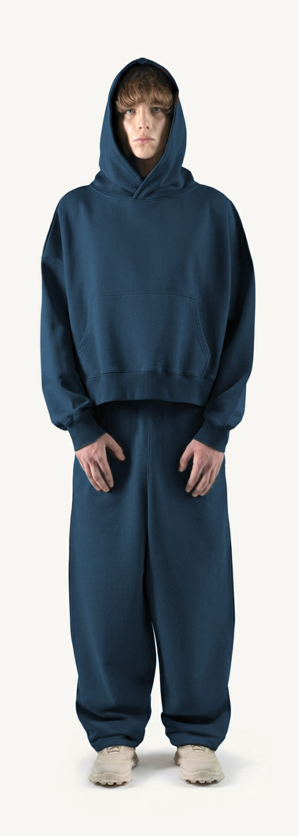 Navy Blue Oversized Boxy Hoodie.