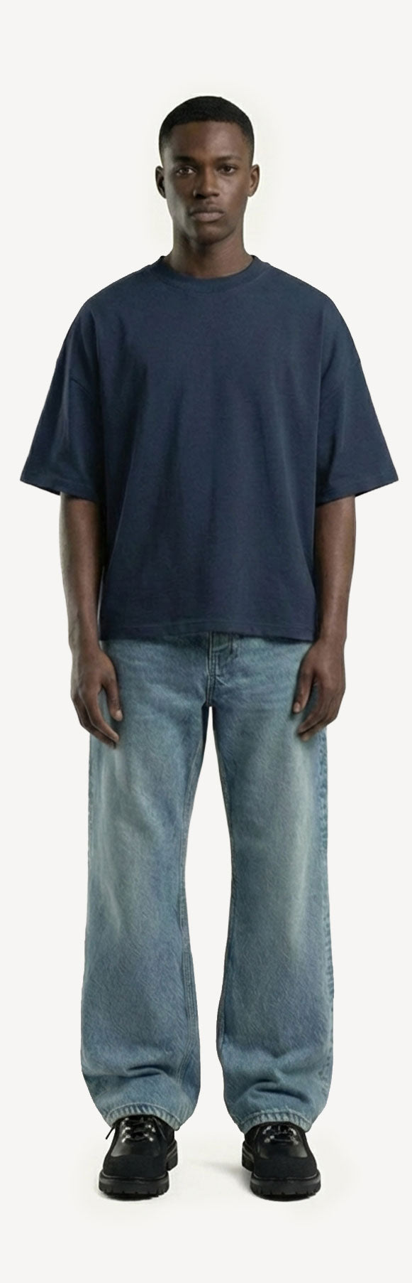 Navy Blue Oversized Boxy Tee.