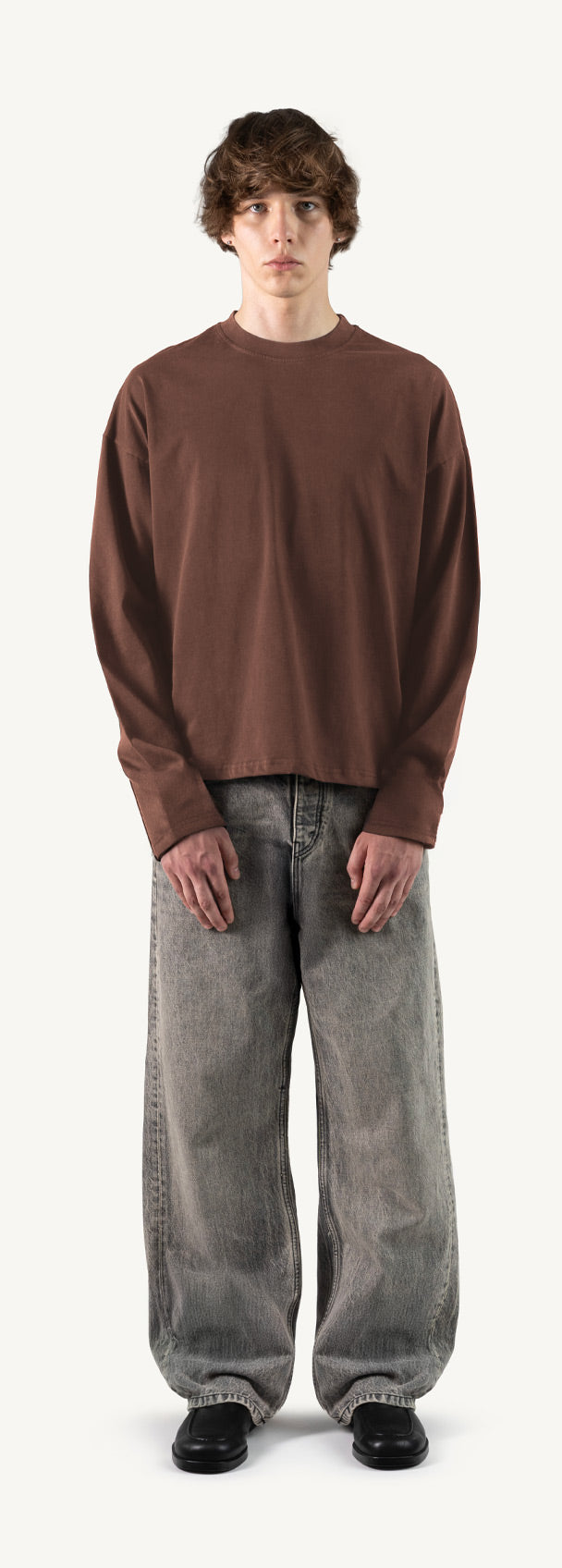Vintage Brown Oversized Boxy LS Tee.