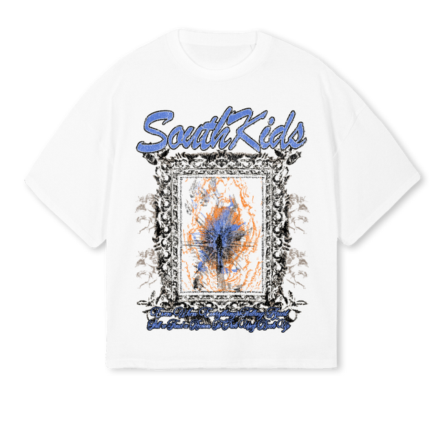 SK SS SET TE White Oversized Boxy Tee.