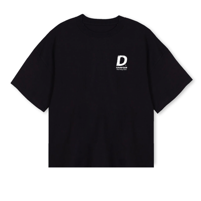 RUNCLUB Black Oversized Boxy Tee.