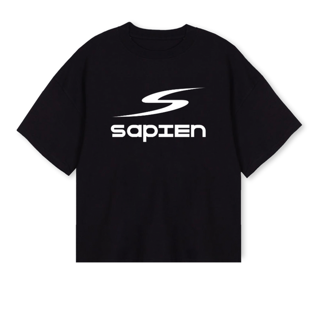SAPIENTEEWHT_B Black Oversized Boxy Tee.