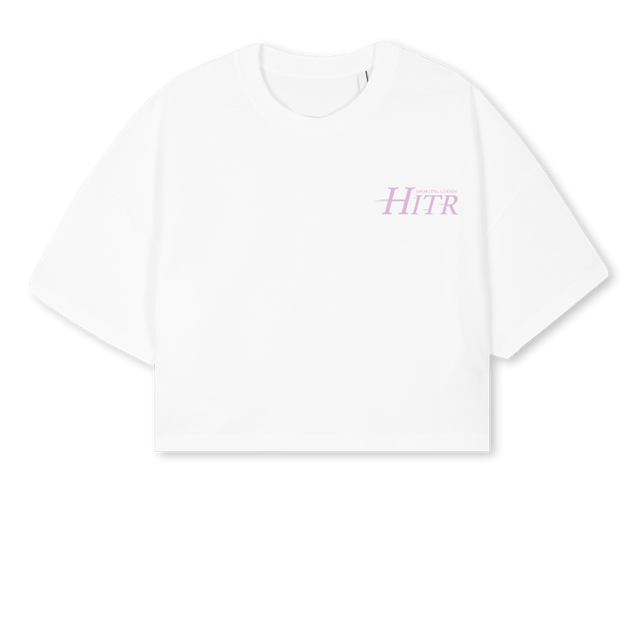 HSG LILAC WOMENS White Cropped Oversized Tee.