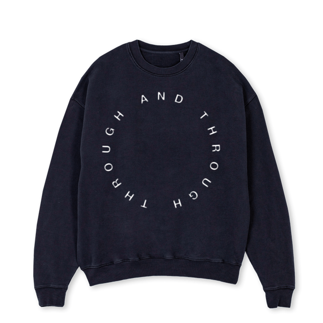 THROUGHWHITE Vintage Black Oversized Crewneck Sweater.