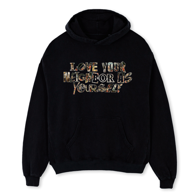 LOVEYOURNEIGHBOR_B Black Oversized Hoodie.