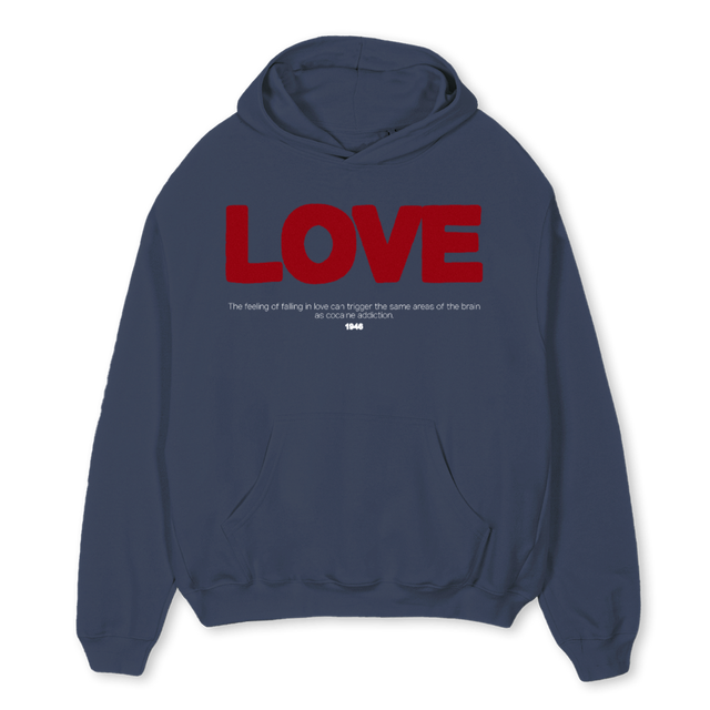 LOVE Navy Blue Oversized Hoodie.