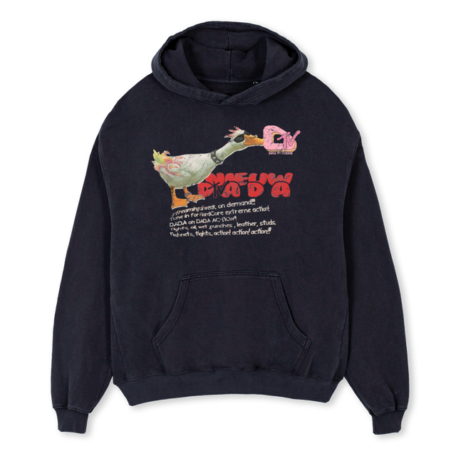 DUCK OSH Vintage Black Oversized Hoodie.