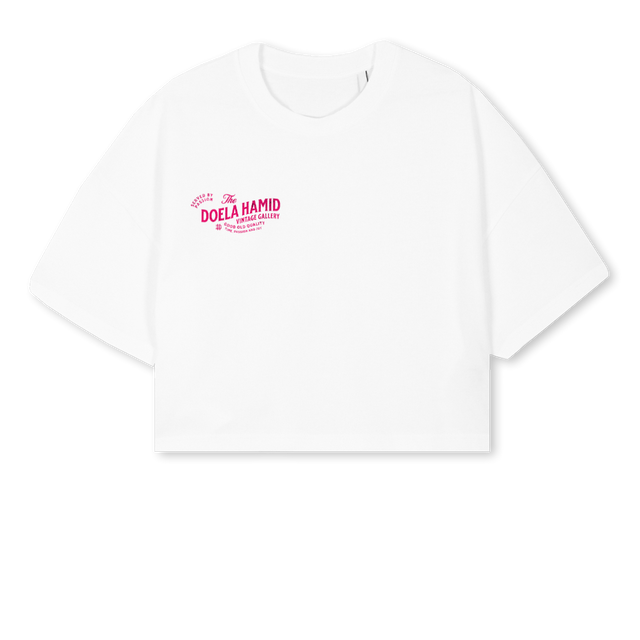 PINK PASSION White Cropped Oversized Tee.