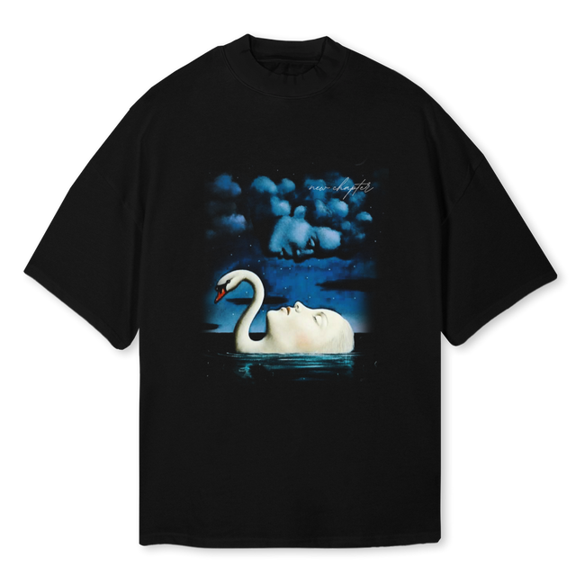 NCSWANFUTURE Black Oversized Mock Neck Tee.