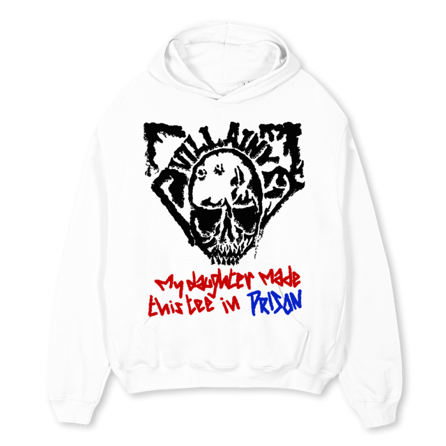 NEVER DIAL NOO White Oversized Hoodie.